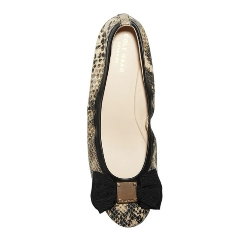 COLE HAAN Tali Soft Bow Ballet Leather Flat Snake Skin Print Women Size 8
